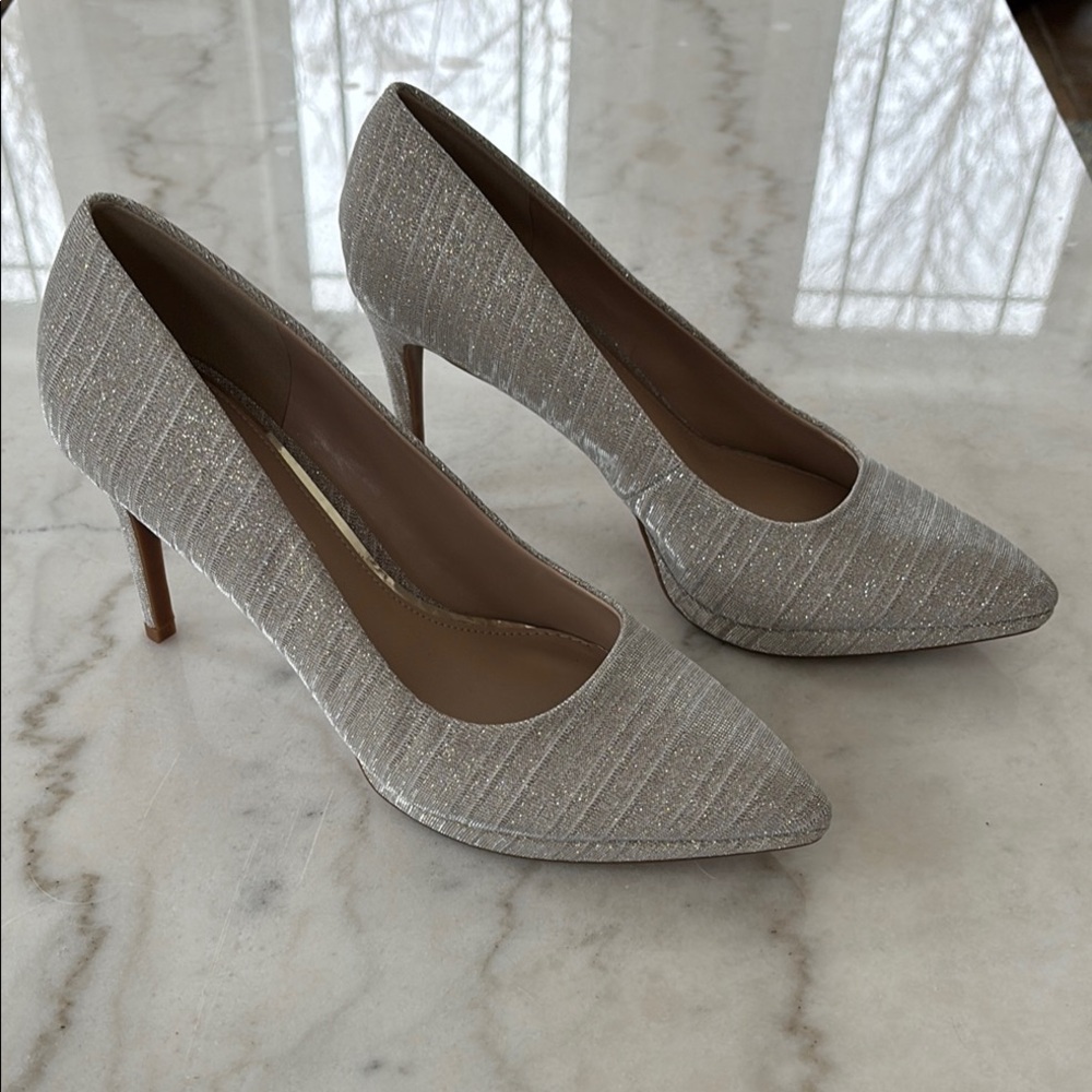 Elegant Silver Glitter Platform Heels